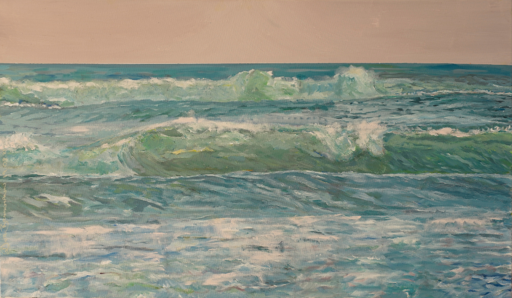 Green Waves - August 2021, acrylics on canvas, 120 x 70 cm